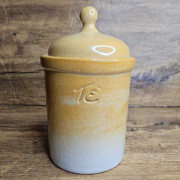 Tea "Te" ceramic pottery container with lid - Picture 1 of 9